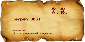 Kerpen Ubul névjegykártya